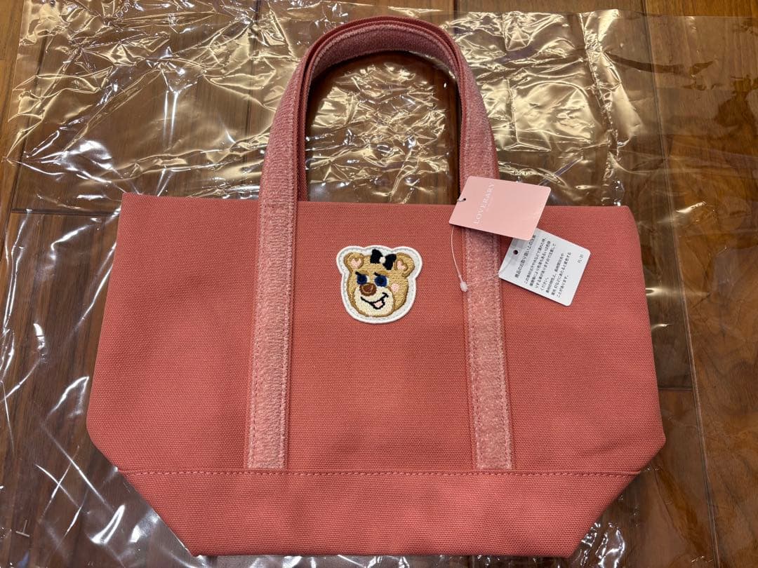 ラブラリーバイフェイラー　オールドテディガール ワッペントートバッグ ピンク