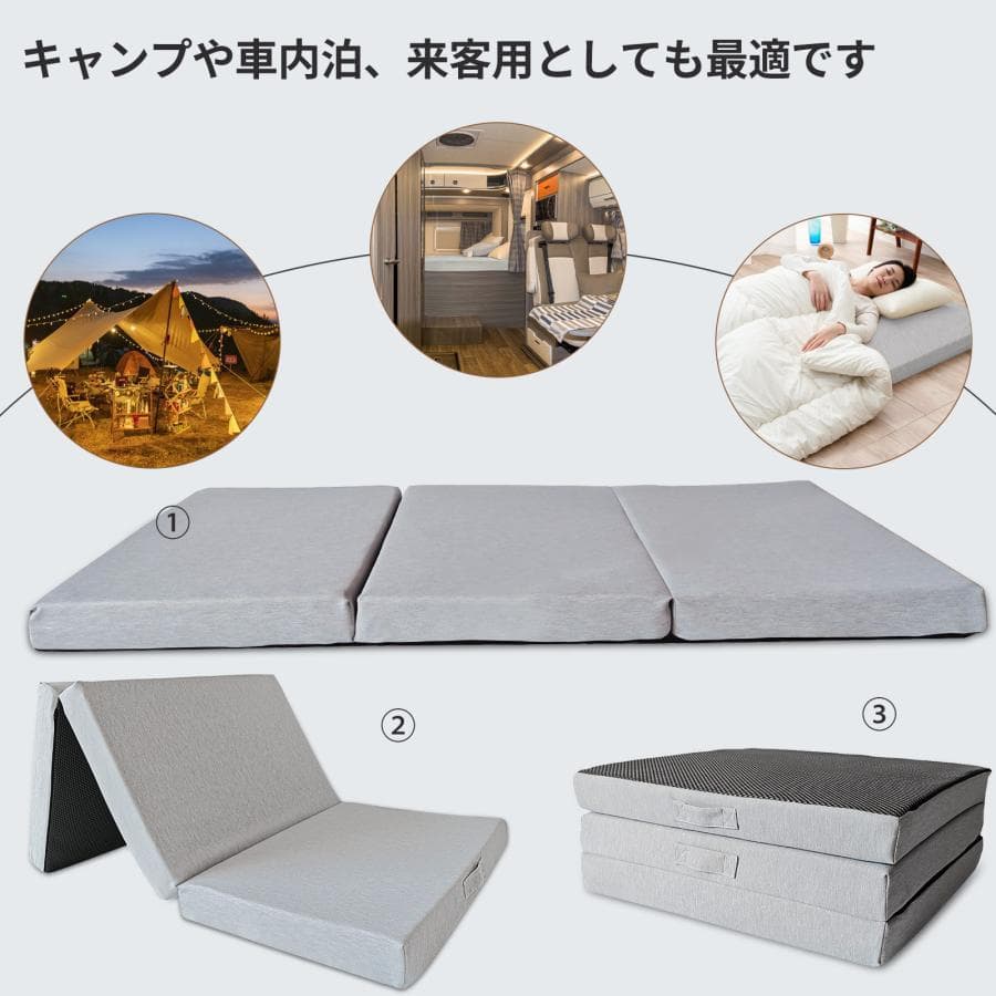 マットレス 三つ折りマットレス 2層高反発 極厚10cmシングル折りたたみマット