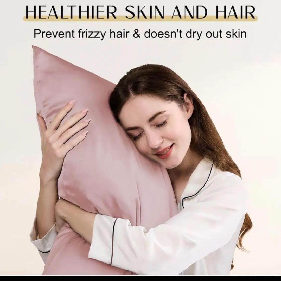 即購入OK✨100%ピュアシルク枕カバー ピンク43×63cm