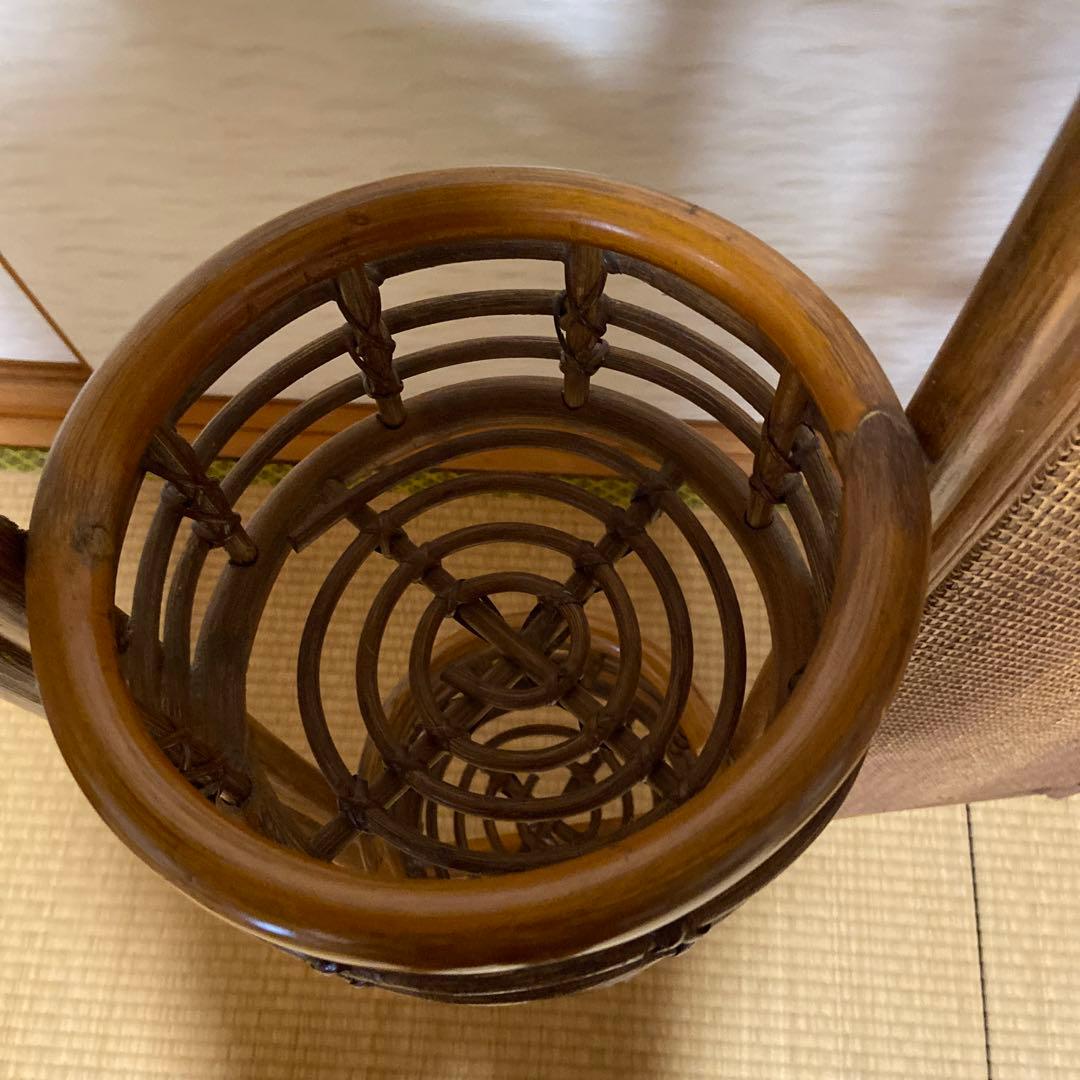 レトロ　ラタン製二重パーテーション 間仕切り　衝立　フラワースタンド