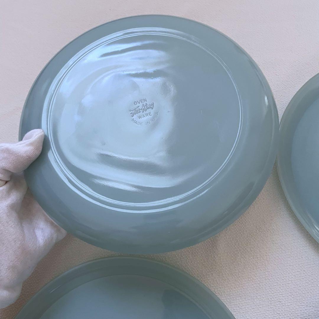 Fire-King   ファイヤーキング　ターコイズブルー　23cmプレート６枚