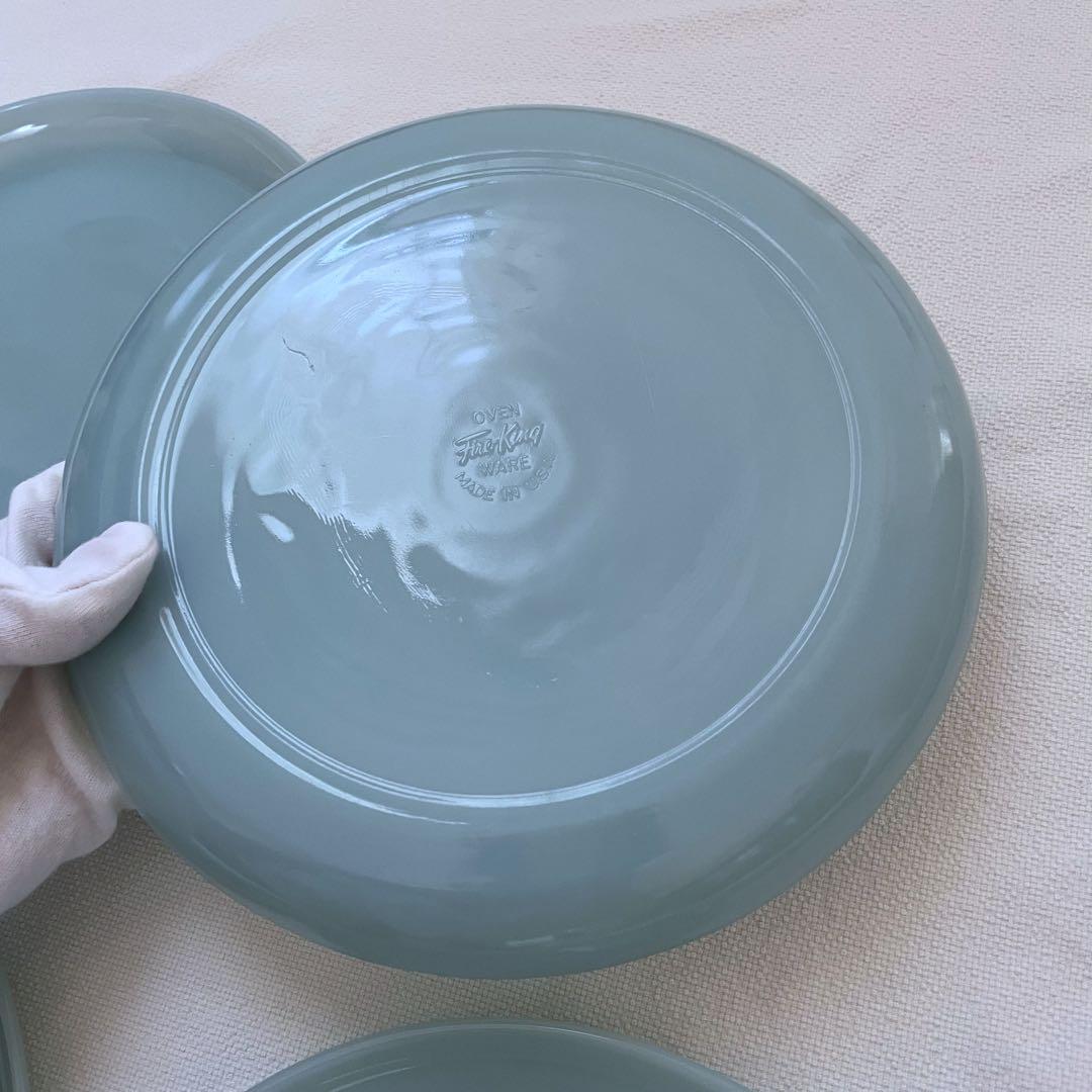 Fire-King   ファイヤーキング　ターコイズブルー　23cmプレート６枚