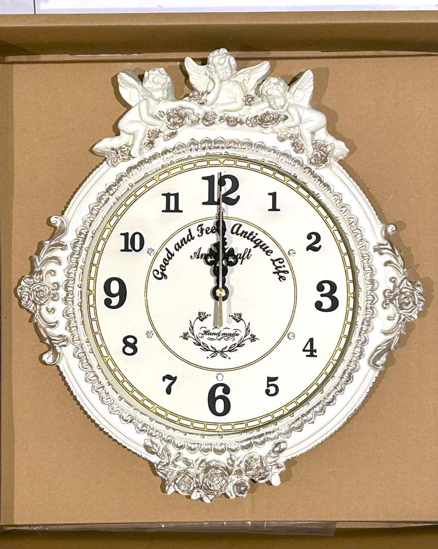 電波掛け時計 ゴールデンエンジェルラウンド振り子時計W