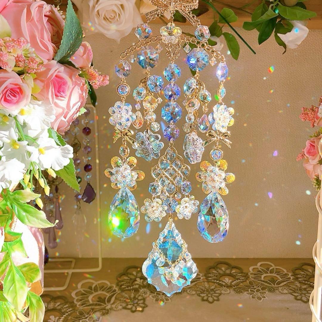 スワロフスキー♡Aurora flower。:.゜ஐ⋆*サンキャッチャー♡