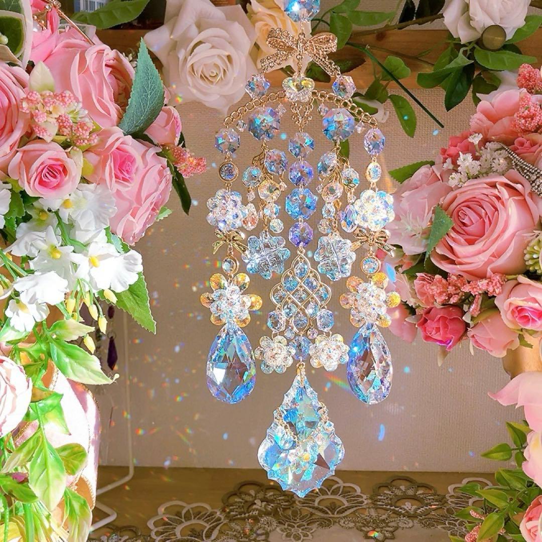 スワロフスキー♡Aurora flower。:.゜ஐ⋆*サンキャッチャー♡