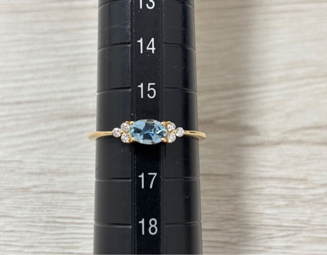 【新品】アクアマリン ダイヤモンド リング ♡ K18YG #16