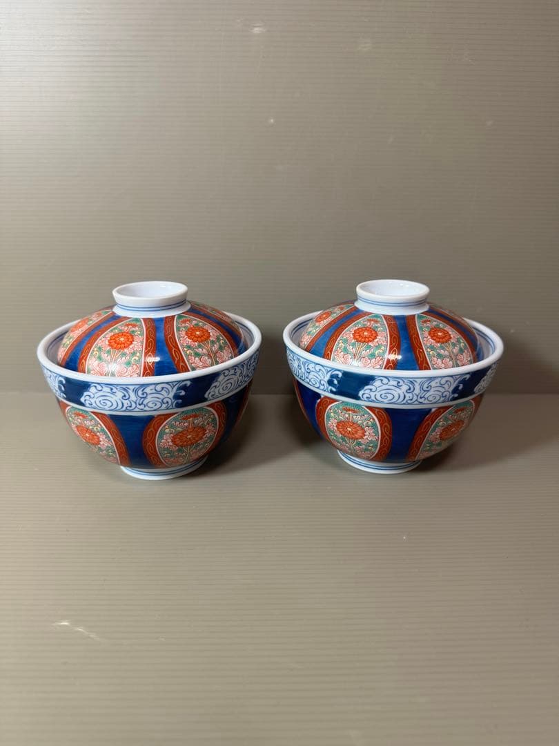 2808 其泉窯　古伊万里　蓋付き碗　2客　未使用
