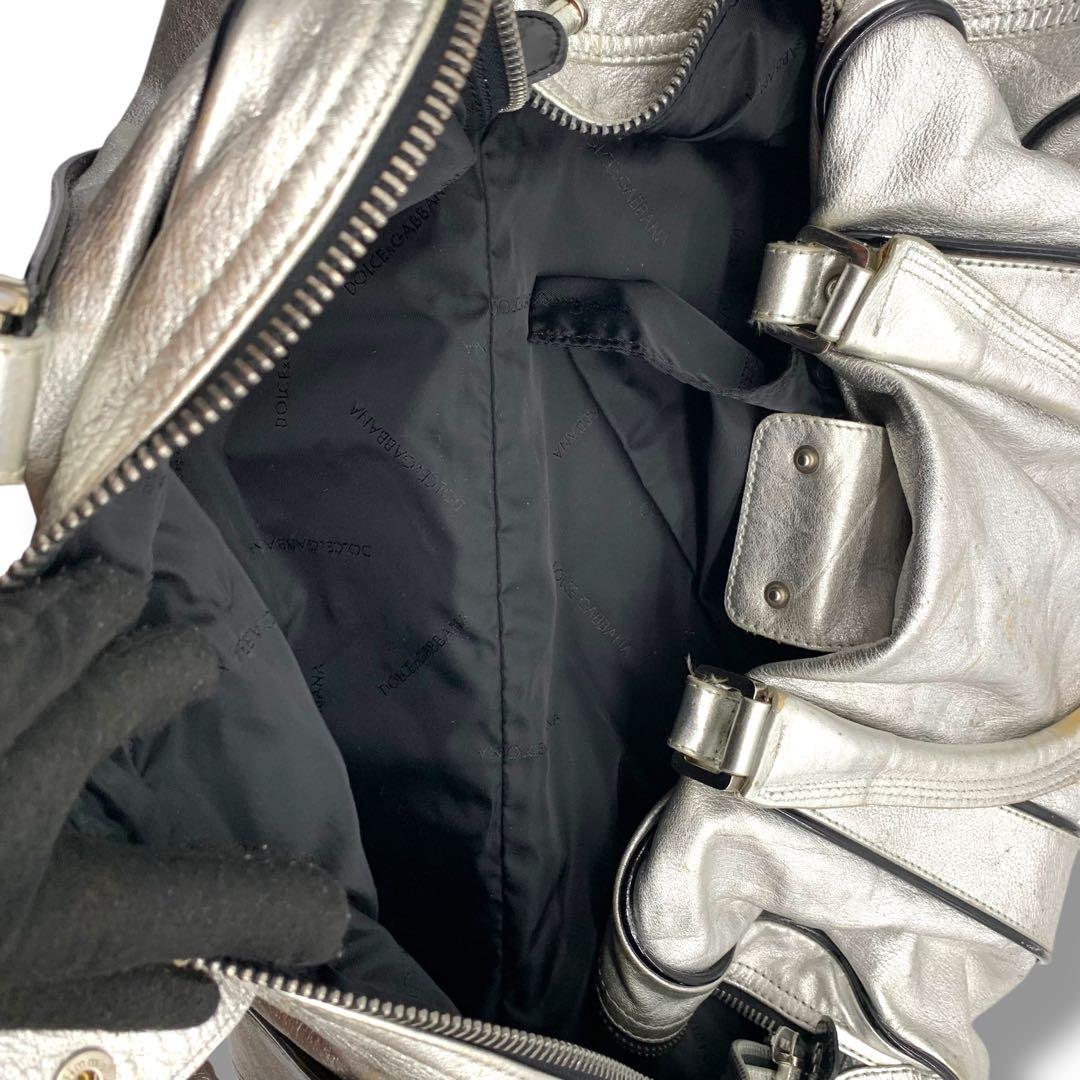 ドルチェアンドガッバーナ　ユニセックス　シルバー ボストンバッグ ラージレザー