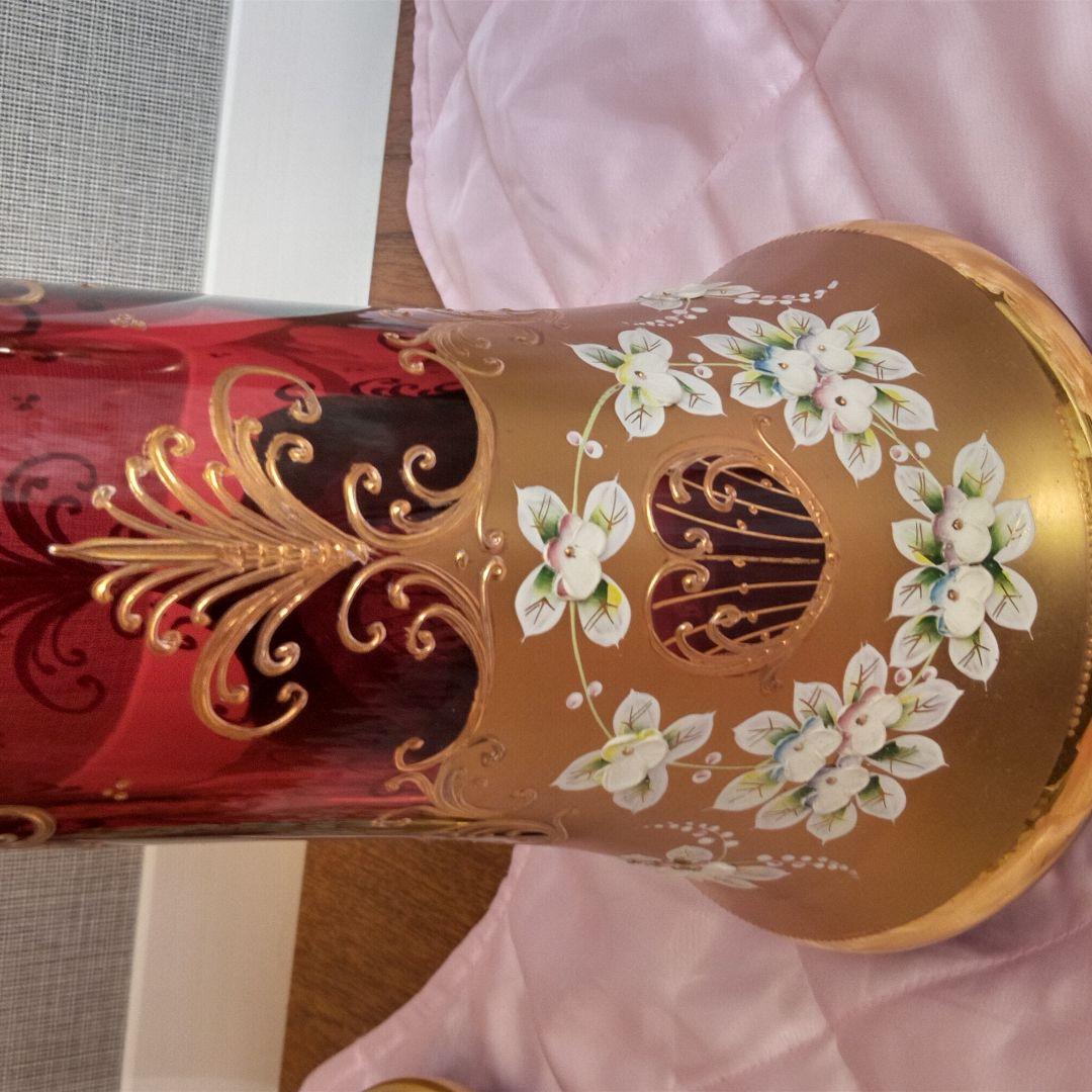 ボヘミアBOHEMIA　CZECHガラス飾りレッド