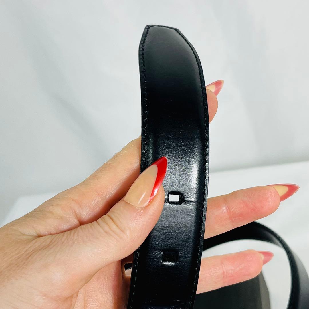 Bvlgari ブルガリ　黒レザーベルト 金色バックル　ユニセックス