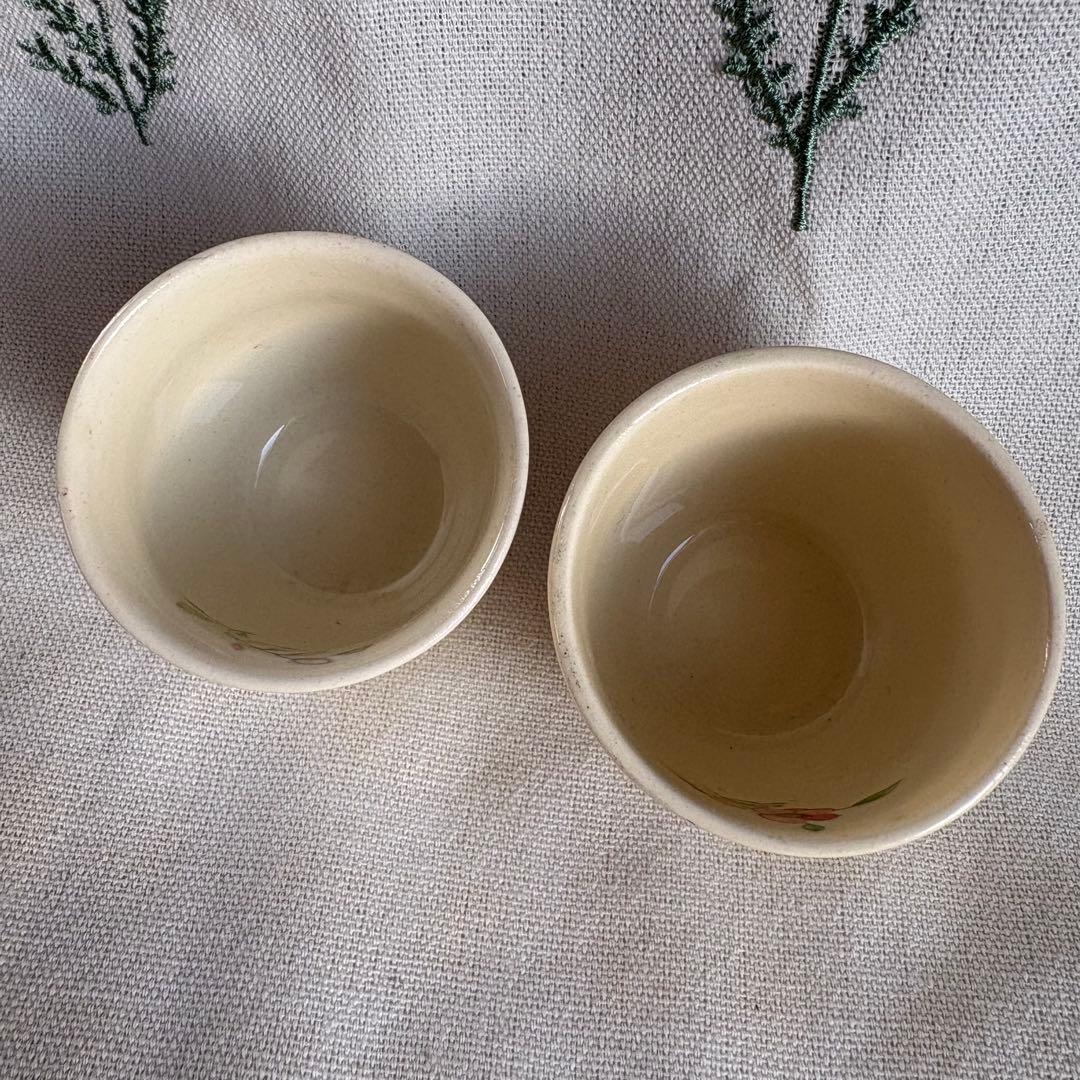 032 スージークーパー　プランタン小花　エッグカップ　2個セット　レッド　赤