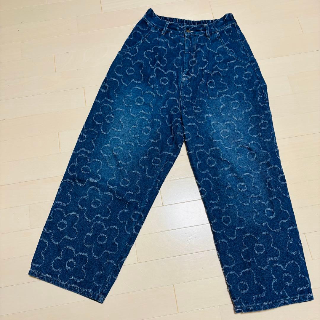 【完売品】ScoLar スカラー　花 ジャガードデニムパンツ ワイドパンツ