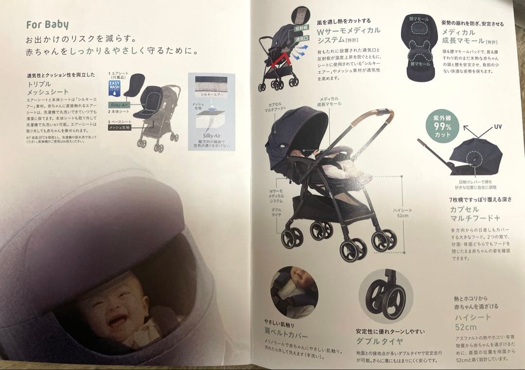Aprica ラクーナクッションフリー ベビーカー ネイビー レザー　価格交渉可