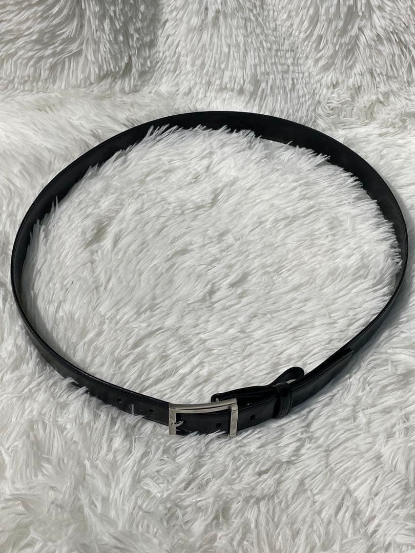 美品　BVLGARI レザーベルト ブラック シルバーバックル 本革 付属袋付き