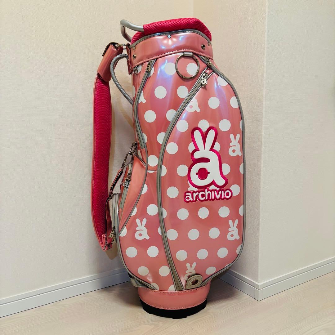 archivio ピンク ドット ゴルフバッグ ギャディバッグ