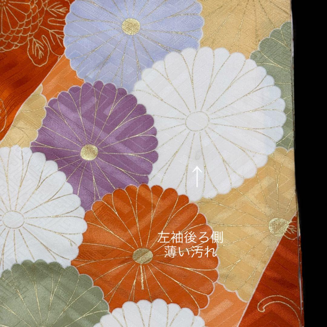 振袖５点セット　セミアンティーク　菊模様　西陣織袋帯　成人式　161.5cm位迄