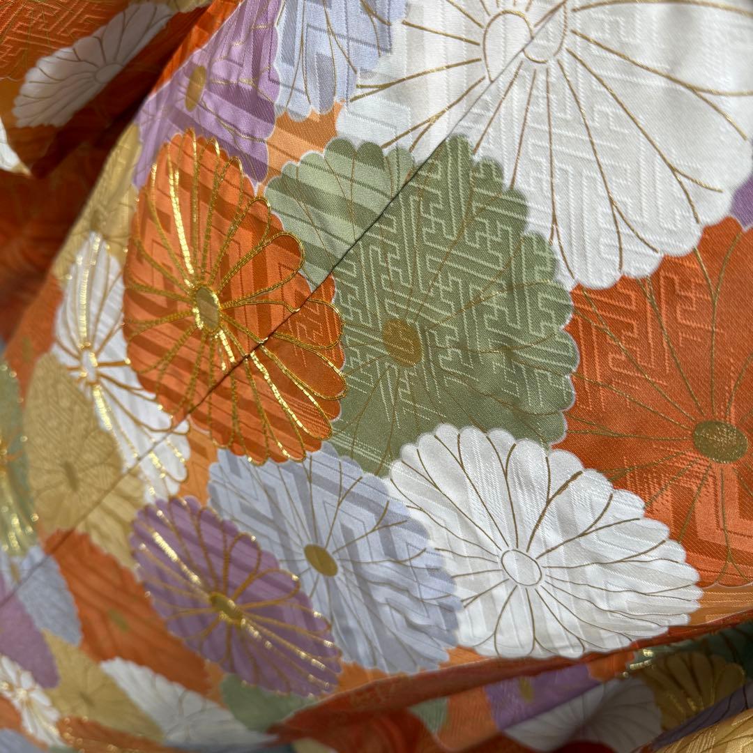 振袖５点セット　セミアンティーク　菊模様　西陣織袋帯　成人式　161.5cm位迄