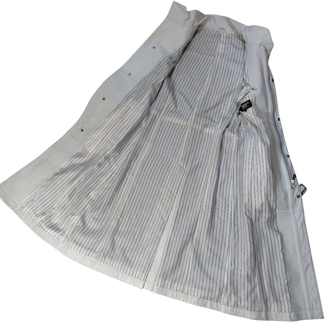 TORNADO MART ホワイトレザー ロングコート M　ベルト付き