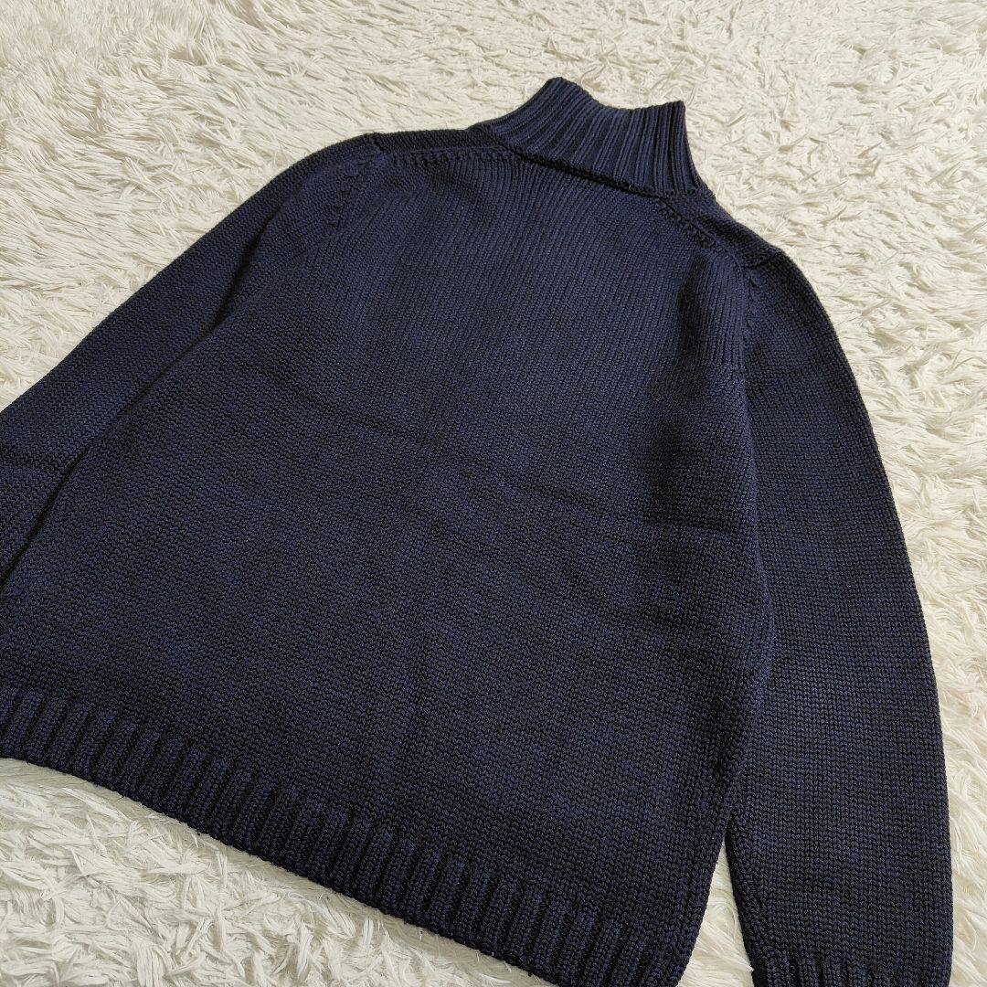 ✨未使用級✨ ZANONE 紺 ウールソリッドスタンドカラーニット　L