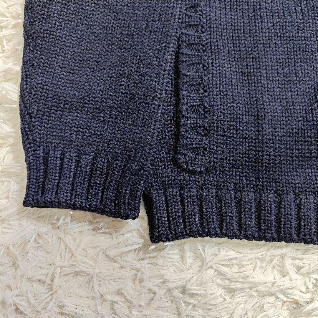 ✨未使用級✨ ZANONE 紺 ウールソリッドスタンドカラーニット　L