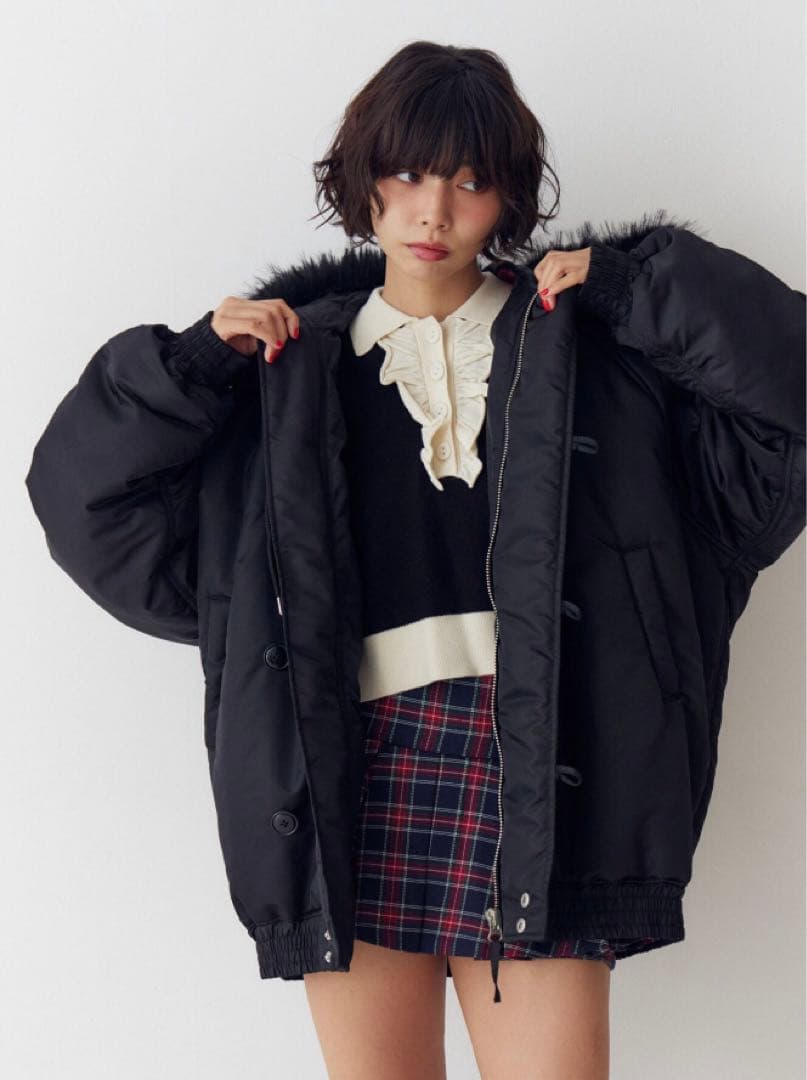 完売 jouetie ルーズ N-2B ブルゾン ファーフード付き M ナイロン