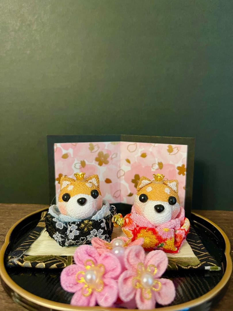 つまみ細工　柴犬雛人形　&五月人形　2wayタイプ