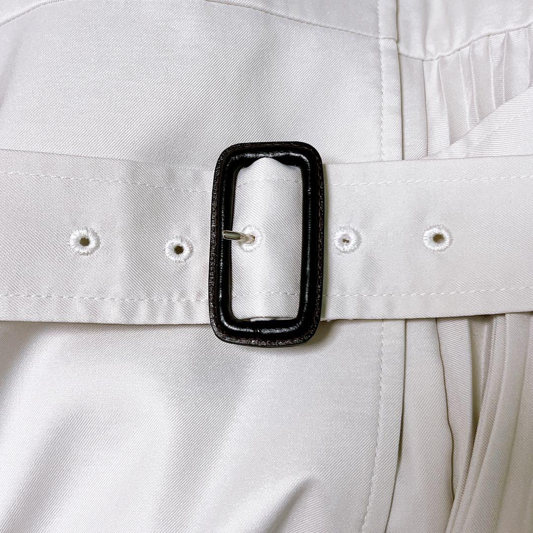 プリーツデザイントレンチコート アイボリー 38 セルフォード