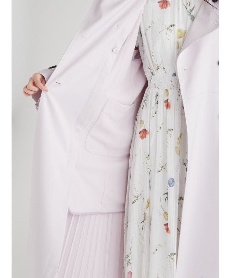 プリーツデザイントレンチコート アイボリー 38 セルフォード