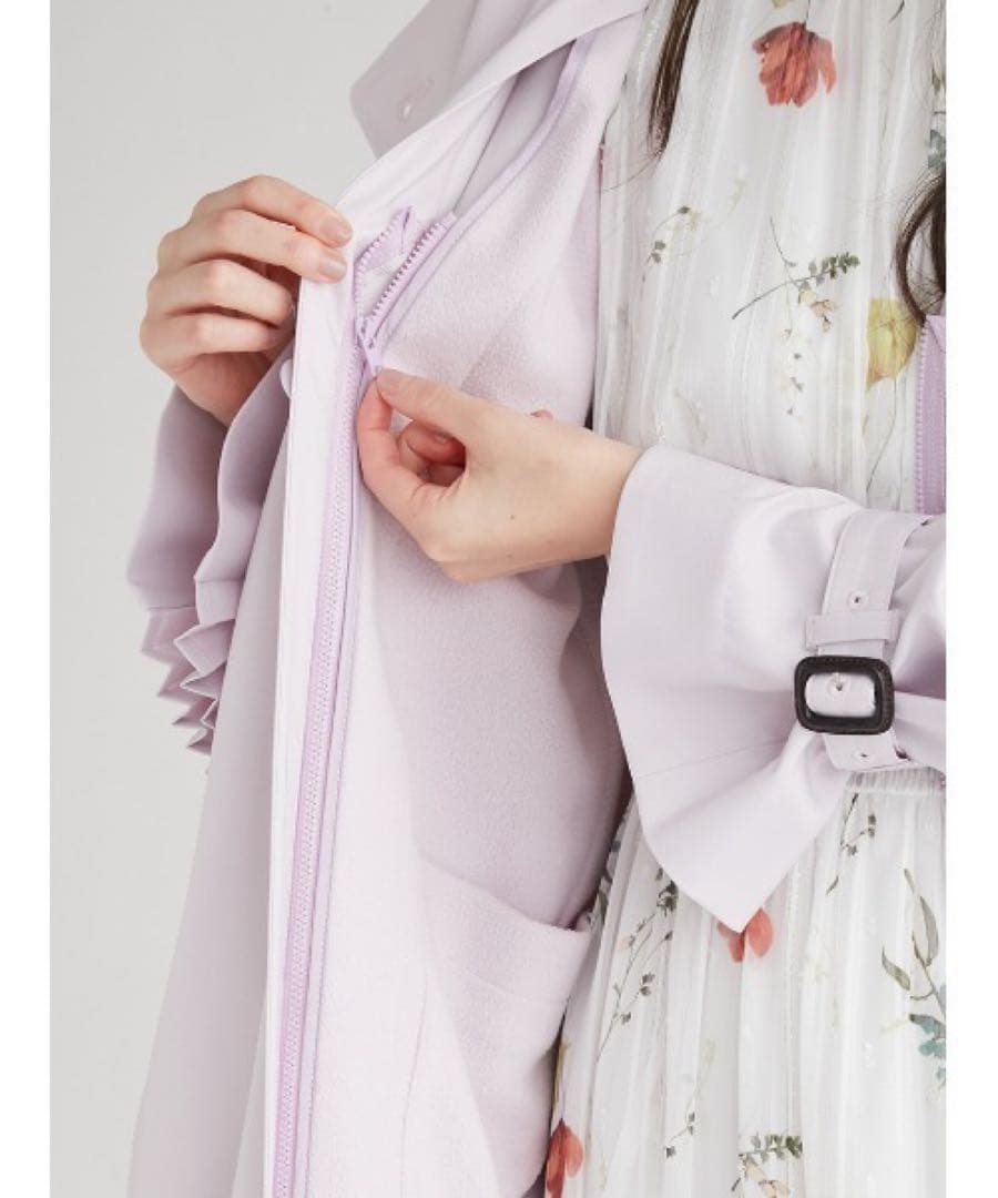 プリーツデザイントレンチコート アイボリー 38 セルフォード