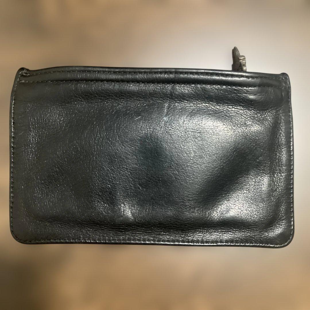 クロムハーツ　ブラックレザー フラットポーチ