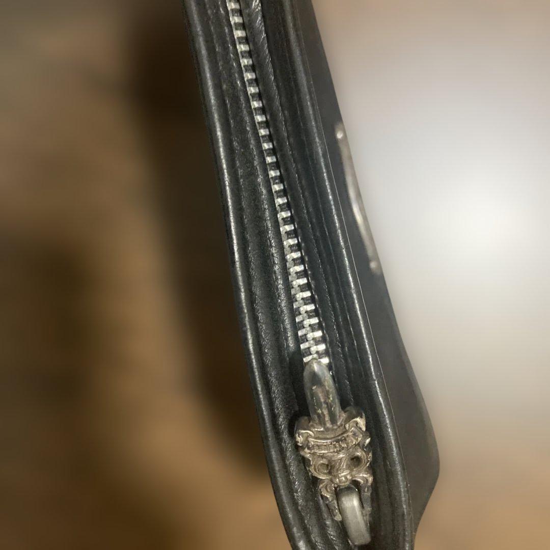 クロムハーツ　ブラックレザー フラットポーチ