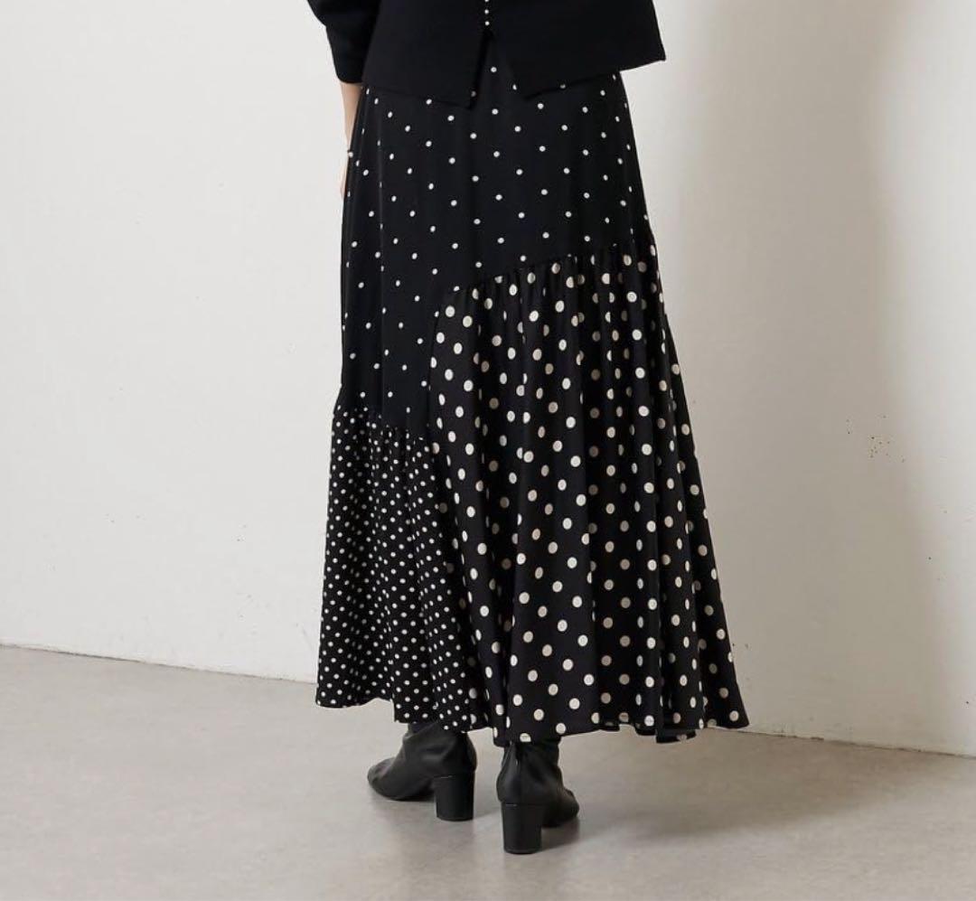BEARDSLEY★ドットパッチワークロングスカート