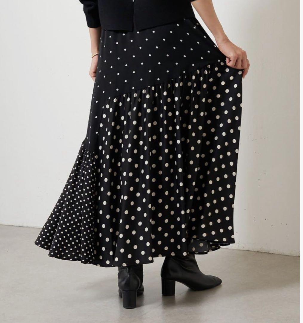 BEARDSLEY★ドットパッチワークロングスカート