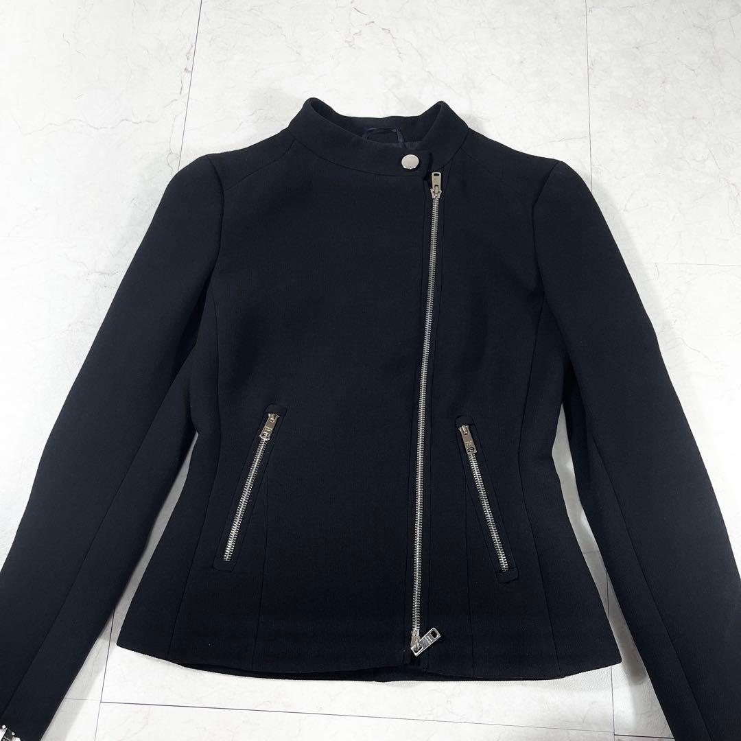 ✨美品 PRADA バージンウール ライダース シルク混 ブラック 38