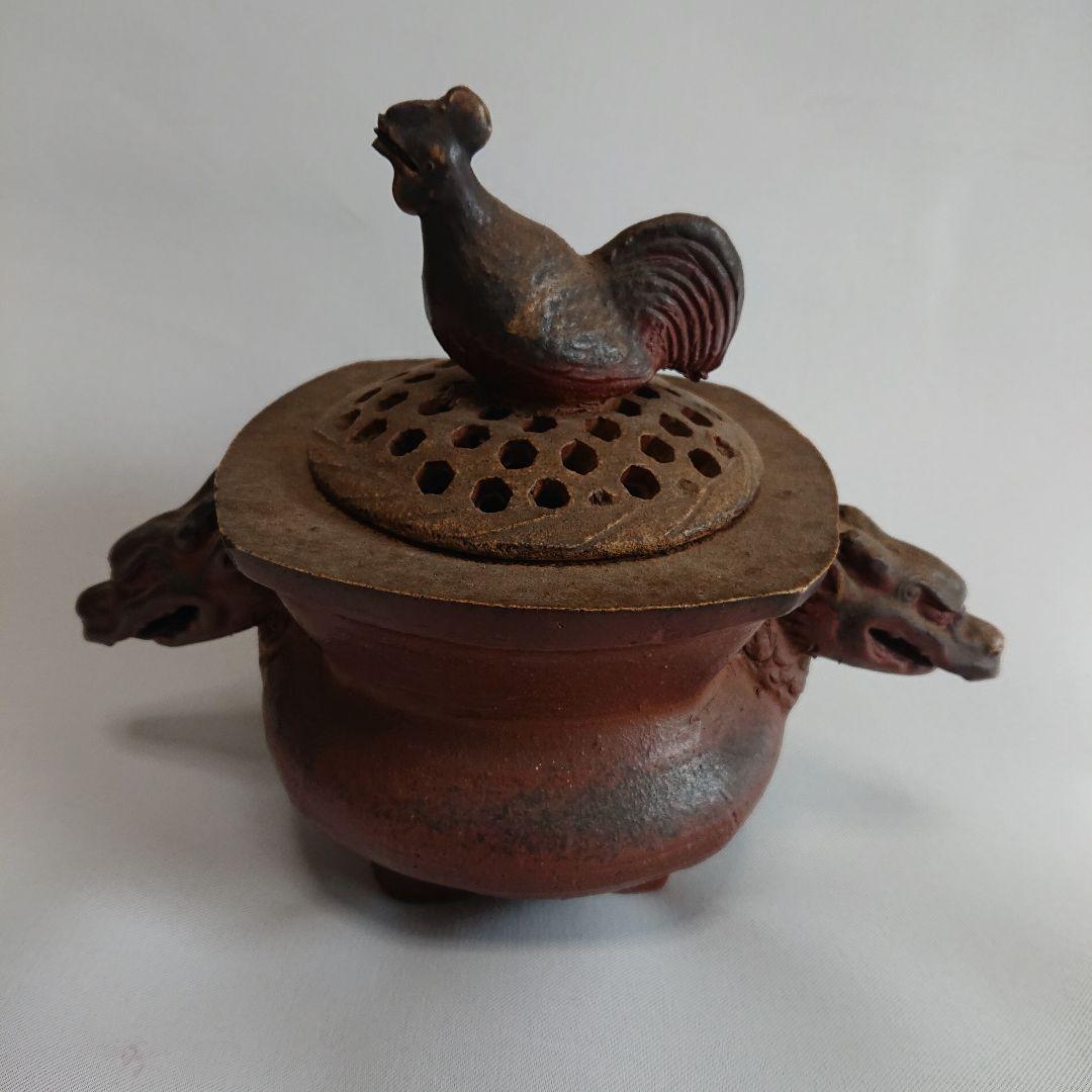 備前焼鶏.竜頭香炉