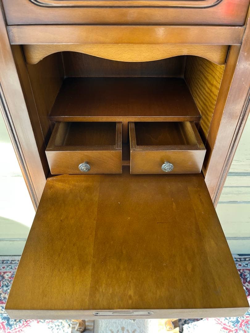 ヨーロピアン コンソールチェスト スリム 猫脚 鍵付属 ナチュラルブラウン