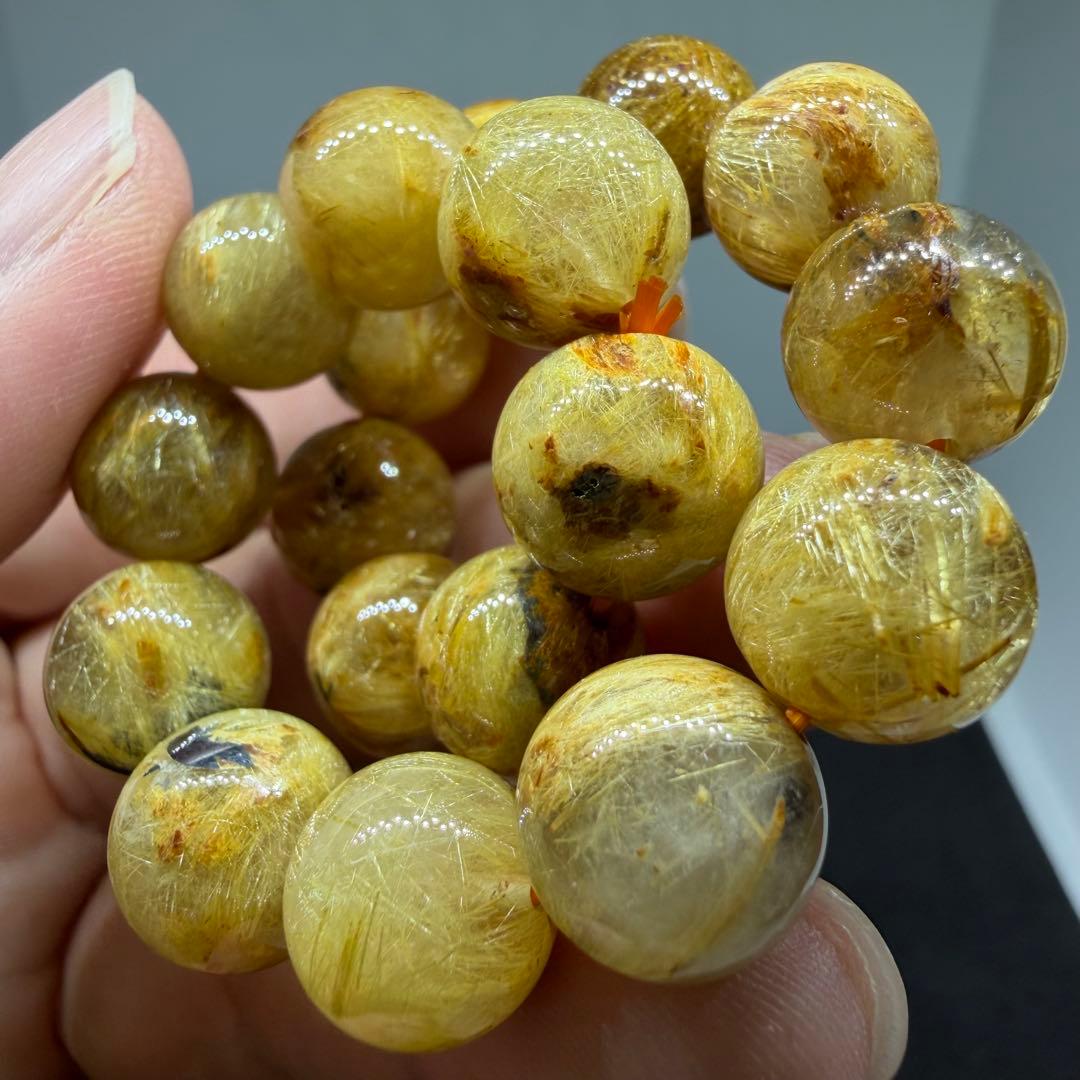 ●ゴールド　タイチン　ルチル　クォーツ130 z4601 金運勝負運●