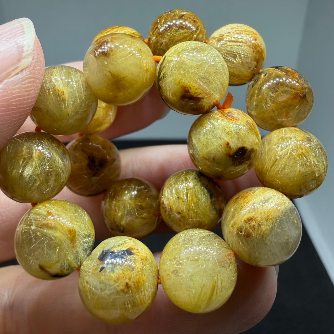 ●ゴールド　タイチン　ルチル　クォーツ130 z4601 金運勝負運●