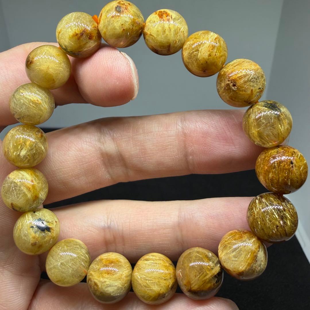 ●ゴールド　タイチン　ルチル　クォーツ130 z4601 金運勝負運●