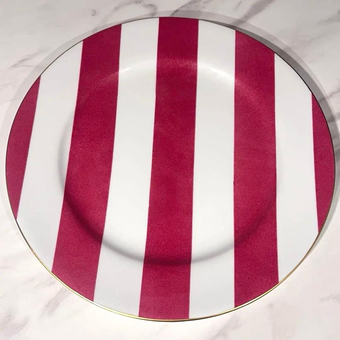 MarieDaage リモージュ　30センチプレート　ストライプフューシャピンク