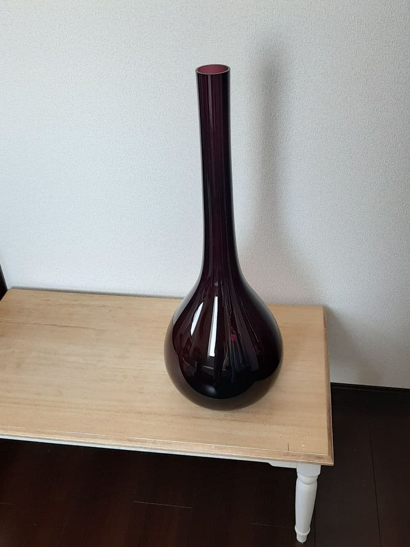 高さ70cm★巨大な花器★ガラス製　花瓶★濃紫色　大きい　生け花★花立