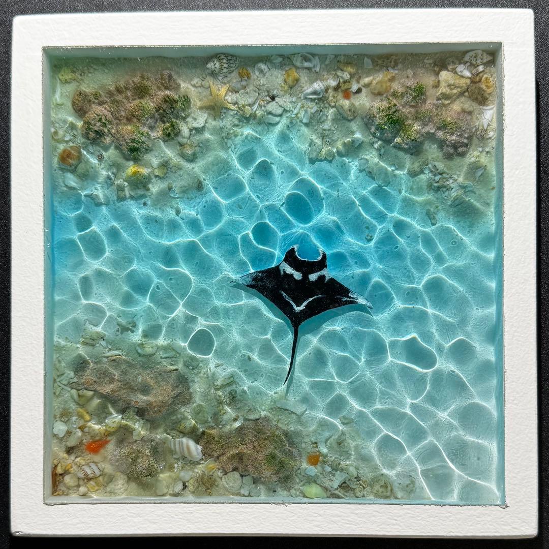 レジンアート オーシャンアート マンタ 海 アート 波紋 アートパネル