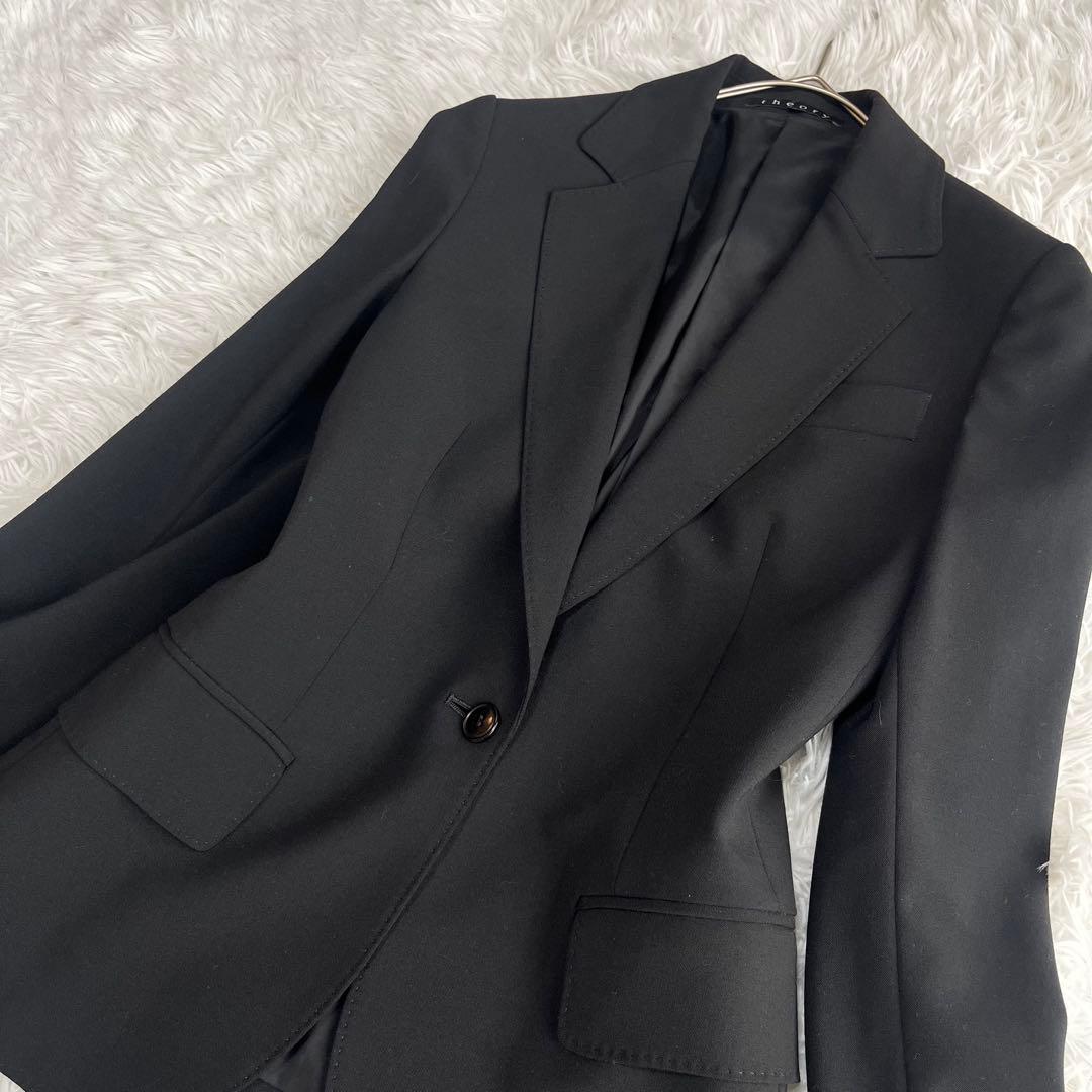 美品 セオリー パンツスーツセットアップ 上下 URBAN フレア ビジネス 黒