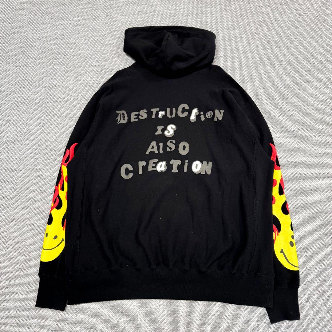 極美品 レディメイド スマイル フレイム ビッグパーカー ブラック XL