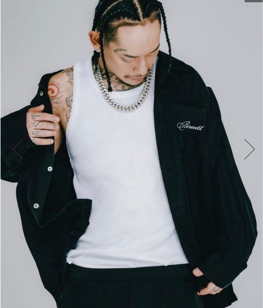 黒L【BREATH】SCRIPT SATIN SHIRT／新品タグ付／送料込