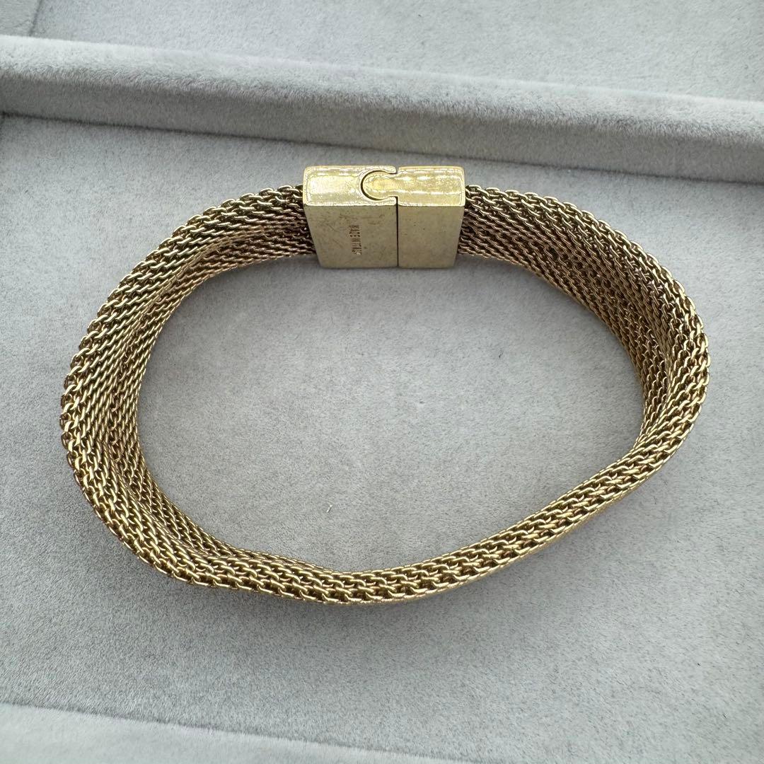【保管袋付き】GUCCI メッシュブレスレット　ゴールド　ロゴ　17cm