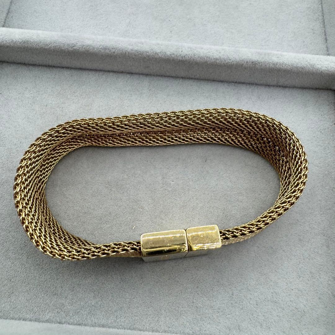 【保管袋付き】GUCCI メッシュブレスレット　ゴールド　ロゴ　17cm