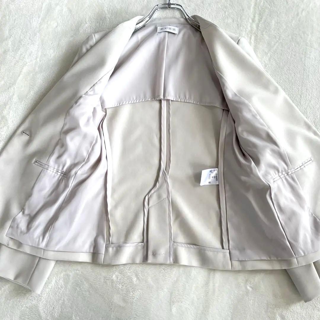 プラステ スーツ XS XXS ノーカラー パンツ セットアップ ベージュ