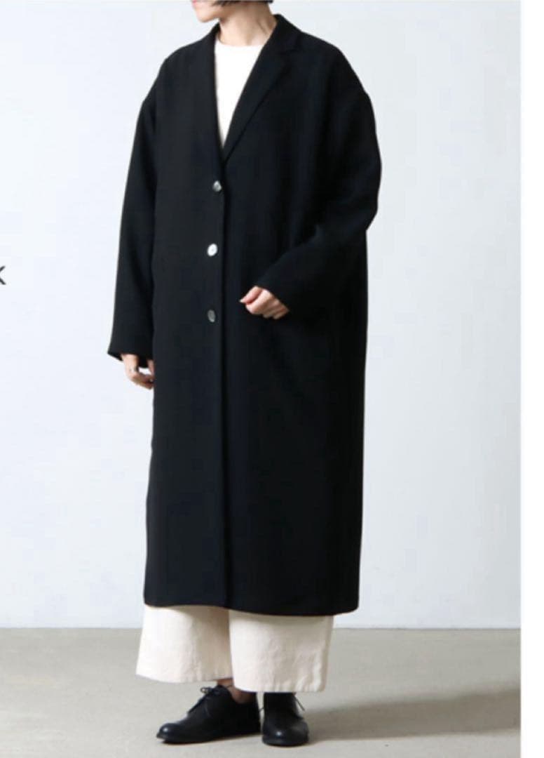 mizuiro ind(ミズイロインド)ワイドテーラードコート黒ブラック