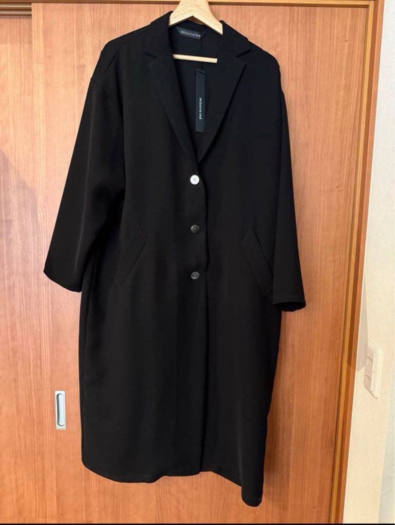 mizuiro ind(ミズイロインド)ワイドテーラードコート黒ブラック